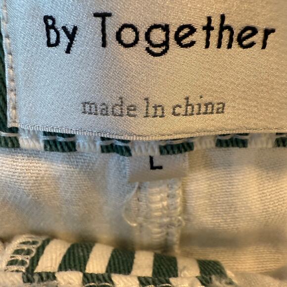 Women's By Together Dark Green Striped Wide Leg Pant Size Large NEW - Picture 4 of 11